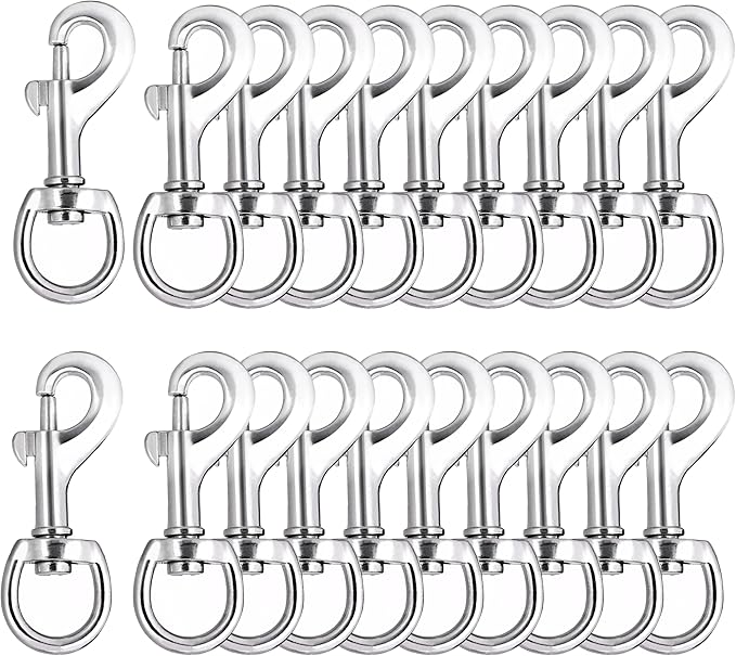 20pcs Swivel Snap Hooks for Dog Leash Collar Linking, Metal Heavy Duty Eye Lobster Claw Clasp Multipurpose- Perfect for Pet Buckle Key Chain Purse Bag Making Handmade Crafts DIY Project