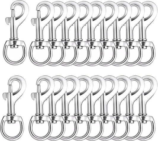 20pcs Swivel Snap Hooks for Dog Leash Collar Linking, Metal Heavy Duty Eye Lobster Claw Clasp Multipurpose- Perfect for Pet Buckle Key Chain Purse Bag Making Handmade Crafts DIY Project