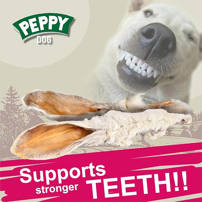 Rabbit Ears with Fur Dog Treats (100 pcs)| All-Natural, Hypoallergenic, Dehydrated Chews | Supports Dental Hygiene & Digestion | Ideal for Small, Medium & Large Dogs