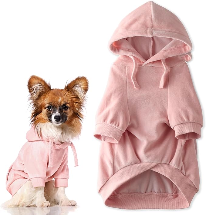 Pet Passion Cooper II Organic Cotton Velour Dog Hoodie Pet Coat for Small, Medium and Large Dogs, Pink, X-Large (55-80 lbs)