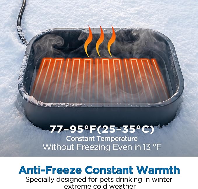 Heated Water Bowl, 5.5L/1.45Gal Extra Large Winter Freeze Proof Pet Heated Water Bowl with Anti Chewy Long Cord, BPA-Free, for Dog Cats Rabbit Chicken Duck Squirrel Animals Outside Heated Water Bucket