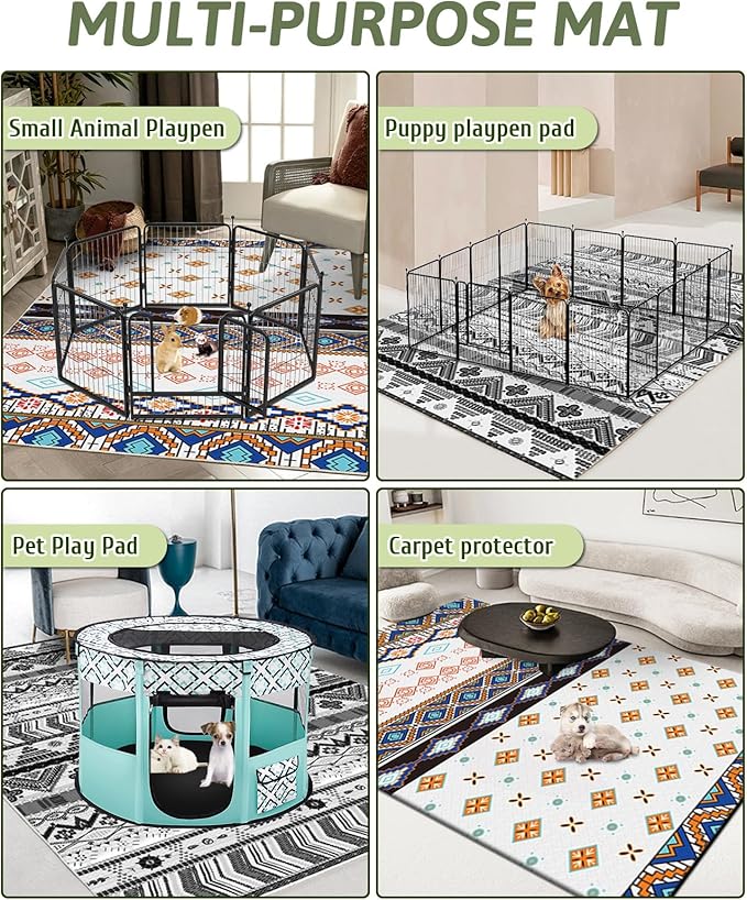 BNOSDM 79" X 55" Large Bunny Cage Liner Washable Reusable Big Rabbit Pads Floor Mat for Rabbits Anti Slip Rug for Bunnies, Pet Carpet for Chinchillas Cats Guinea Pigs Ferrets Dogs