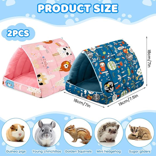 2 Pcs Guinea Pig Hideout, Guinea Pig Bed Tunnel Washable Small Animal House Cage Accessories for Mouse Chinchillas Hamsters Hedgehogs Ferrets Bearded Dragons and Rats Other Small Animals