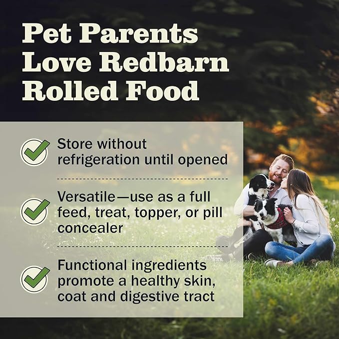 Redbarn Pet Products All-Natural Premium Rolled Dog Food, Beef Recipe - Soft Semi-Moist Wet Formula for High Protein Diet, Training Rewards, & Treat Pill Concealer - 4 lb, 1 Count (Pack of 2)