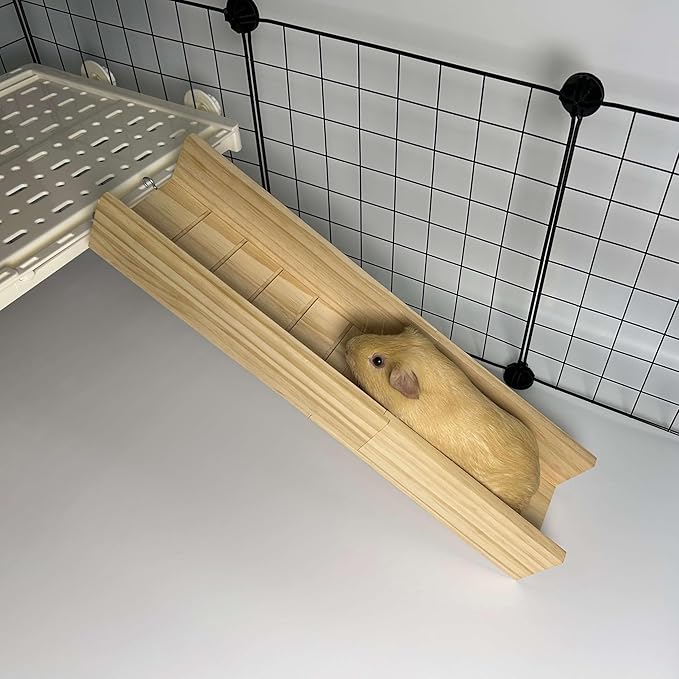 Guinea Pig Cage Bridge, Small Animal Wooden Ladder Ramp, Guinea Pig Cage Accessories Second Floor Link Bridge for Guinea Pigs, Ferrets, Hamsters (60CM/23.6IN)