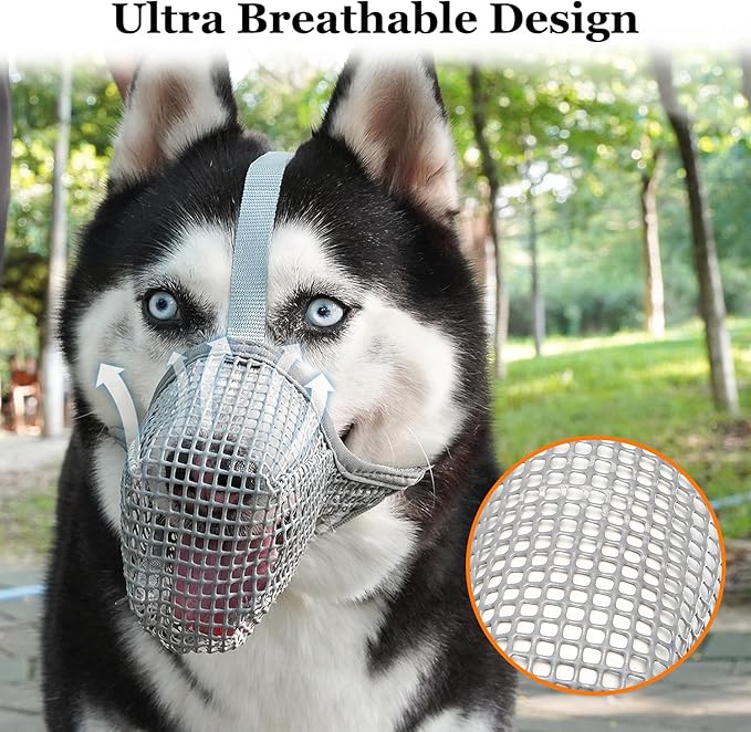 Crazy Felix Dog Muzzle, Soft Mesh Muzzle for Small Medium Large Dogs Labrador German Shepherd, Breathable Adjustable Mouth Guard for Biting Chewing Scavenging, Allows Panting and Drinking(Black,XS)