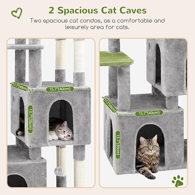 Globlazer Cat Tower for Indoor Cats, Heavy Duty Cat Trees for Large Cats Adult Big Cats Maine Coon Cat Tree Tower with Scratching Post, Extra Large Top Perch, Cat Condos, F61, Light Grey, 61inch