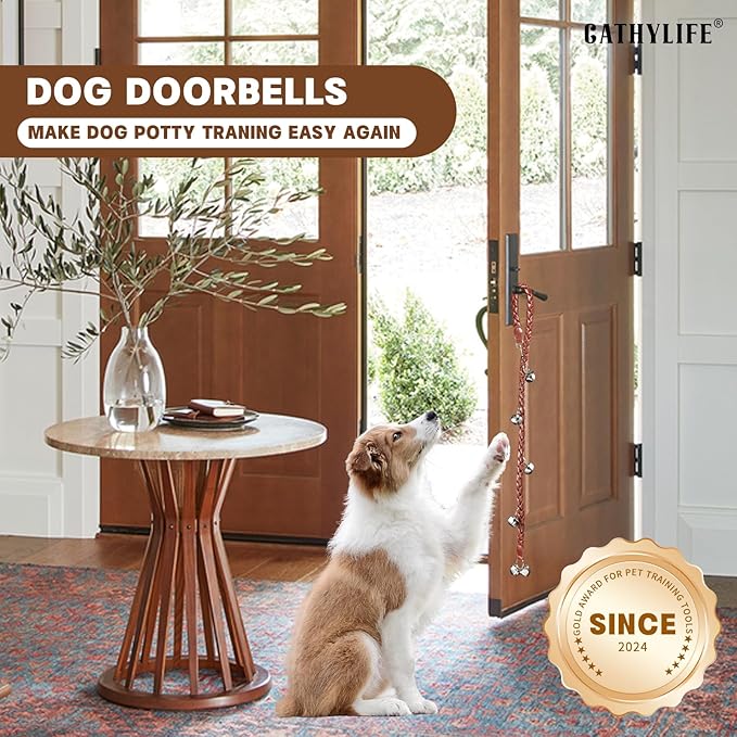 Dog Bells to Go Outside & Puppy Potty Training. Adjustable Dog Door Bell Ring to Go Potty. Handmade with Premium PU Leather. Twisted Style. (Brown)
