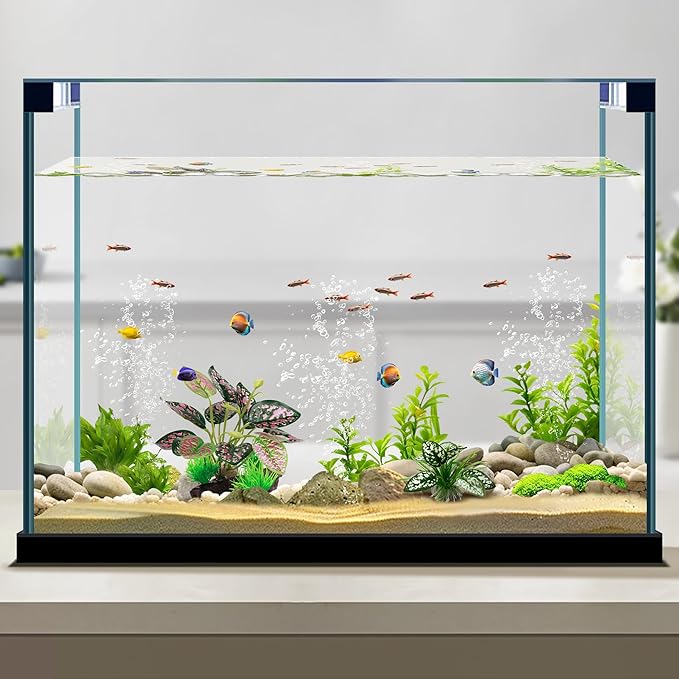 Moonorange Reptile Artificial Plants, Terrarium Plants Decorations Supplies, Aquarium Fish Tank Plant, Amphibian Habitat Hideout Tank Accessories (M Set-2pcs/A)