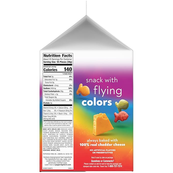 Goldfish Colors Cheddar Cheese Crackers, 27.3 Oz Carton (Pack of 2)