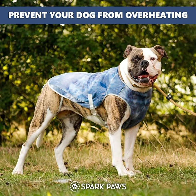Spark Paws Dog Cooling Vest - SPF 50 UV Sun Protection - Summer Heat Relief Gear for Dogs, Lightweight, Evaporative Cooling - Dog Anxiety Relief Vest During Hot Days - Ice Blue, 3XL
