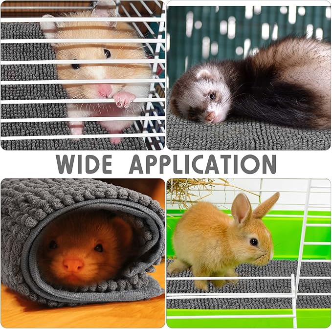 Amylove 4 Pcs Guinea Pig Cage Liner Washable Fleece Pee Pads Pet Dog Cat Bedding Training Mat for Small Animal Guinea Pig Puppy Bunny Hamster(14 x 28 Inch,Rectangular,Dark Gray)