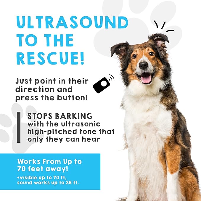 Ultrasonic Dog Bark Deterrent & Behavior Corrector - Stop Barking, Jumping, Aggression Without Yelling -Just Point & Press! Backed by Kevin Harrington from Shark Tank (Bark Begone Classic)