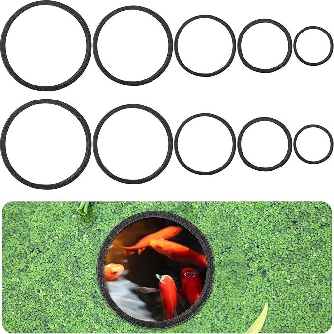10PCS Fish Feeding Ring Set, Aquarium Floating Plant Barrier, Multi-Size Betta Feeding Rings for Fish Tank, Black Floating Food Feed-ing Rings