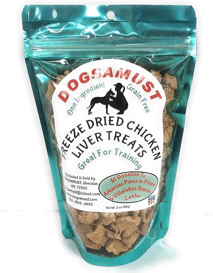 Home Freeze Dried Chicken Liver Treats 3oz. One Ingredient, Grain/Gluten Free, No Preservatives, Training Treats for All Breeds and Ages, Homemade Treats! Make Your Dog Smile!