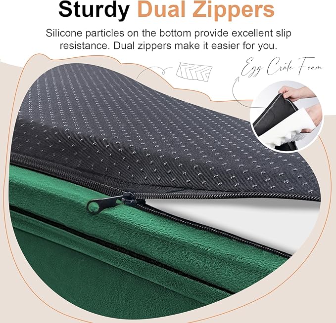 NANUYA Orthopedic Dog Bed for XX-Large Dogs, 44 x 34 Inch, Emerald | Egg crate foam for joint support, 3-sided bolster pet sofa, waterproof lining, washable cover, and non-skid base