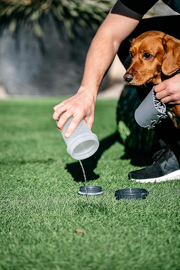 Dexas Lidded MudBuster Dog Paw Cleaner in Light Gray - Fits 1.5"-2.5" Wide Paws, Portable Paw Washer for Muddy Paws, Dog Paw Cleaning Cup with Gentle Silicone Bristles, Quick Clean Pet Paw Washer