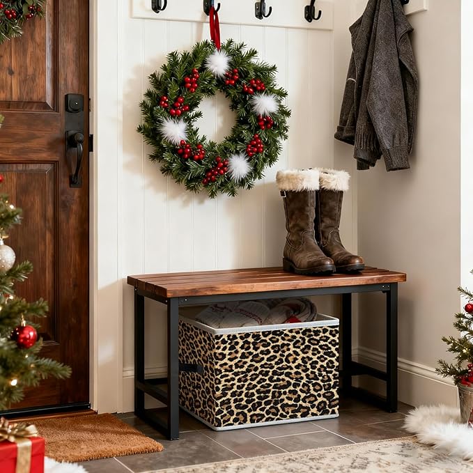 Brown Leopard Print Storage Bins, Cheetah Room Decor, Girly Y2k Wild Western Cheetah Foldable Closet Organizers Storage Basket Toybox for Girls Room Dorm Clothes Bed Sheets Blankets Toys