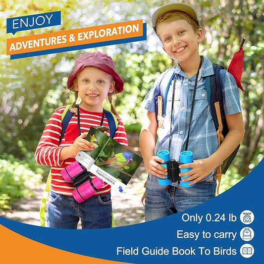 Toys for Boys Ages 3-7: LET'S GO! Kids Binoculars with Bird Watching Manual for 4 5 6 7 Year Old Boys Girls Outdoor Toy for Kid Ages 4-6 Camping Telescope Toddler Birthday Gift Stocking Stuffers