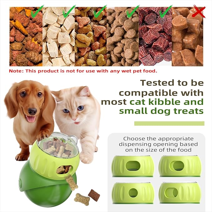 KADTC Wobble Treat Dispenser Ball for Indoor Cat & Mini Dog Enrichment Toy Interactive Slow Feeder, Kitten Stimulating Puzzle Toys