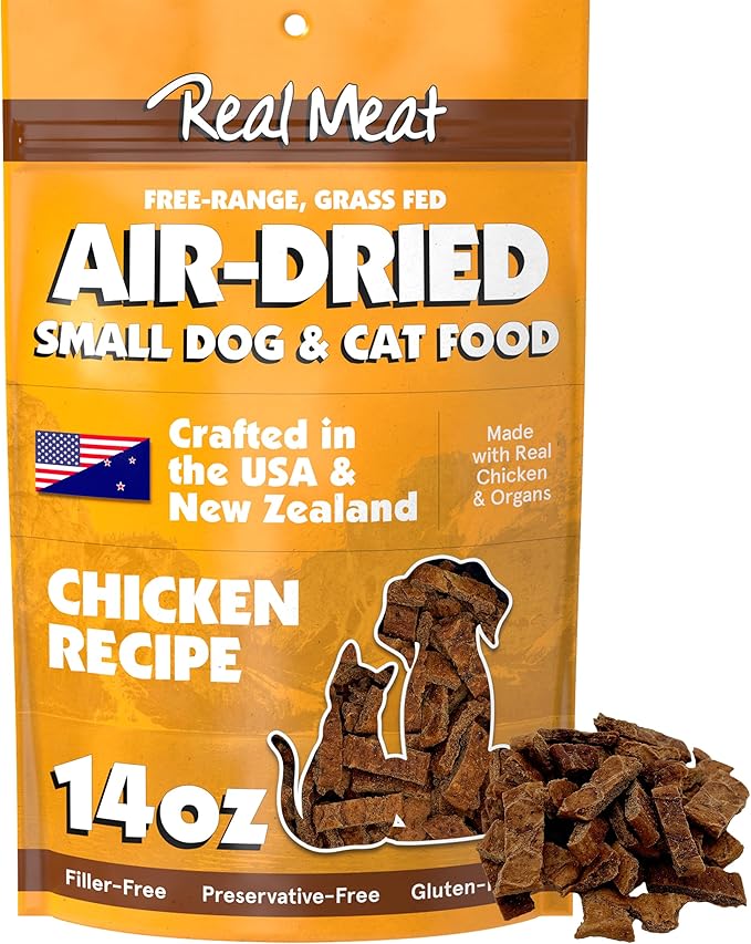 TRMC Real Meat Air Dried Cat Food & Dog Food w/Real Chicken - 14oz of USA-Crafted Grain-Free Dry Dog & Cat Food Sourced from Free-Range, Cage-Free Chicken - All Natural, High Protein Pet Food