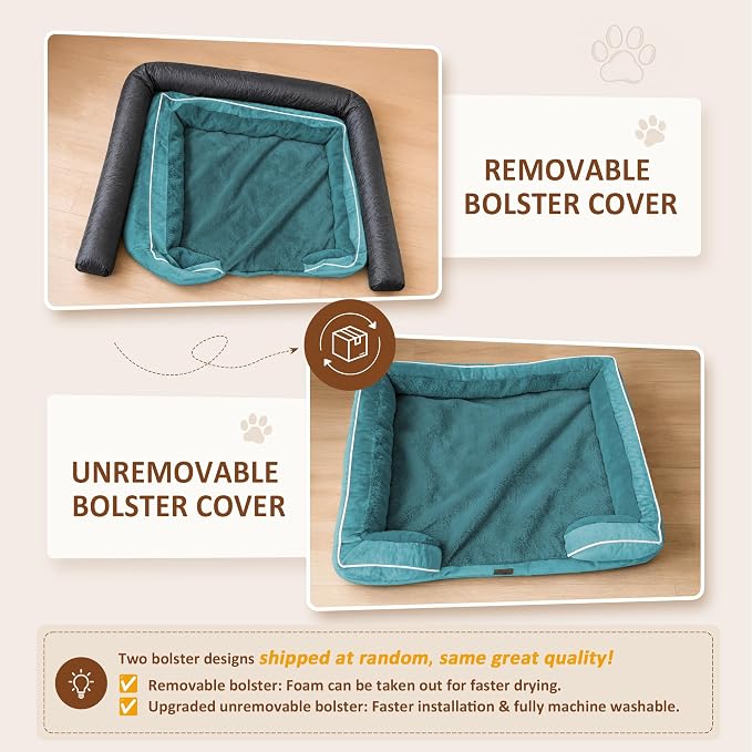 Comfort Expression Orthopedic Dog Beds for Large Sized Dog with Bolster | Waterproof Dog Couch Bed with Washable Cover & Non-Slip Bottom, Supportive Egg Crate Foam Large Pet Bed, 38x25 Inch