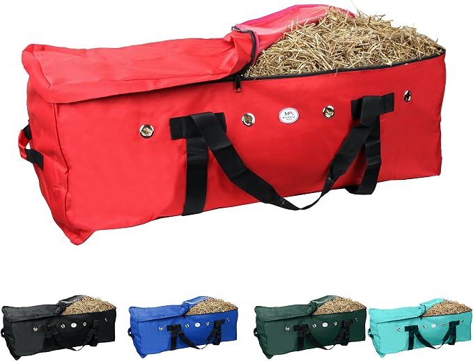 Majestic Ally 1200 D Nylon Fabric Large 44” x 20” x 16” and Extra Large 52" x 27" x21" Heavy-Duty Hay Bale Storage Bag (Red, Large)
