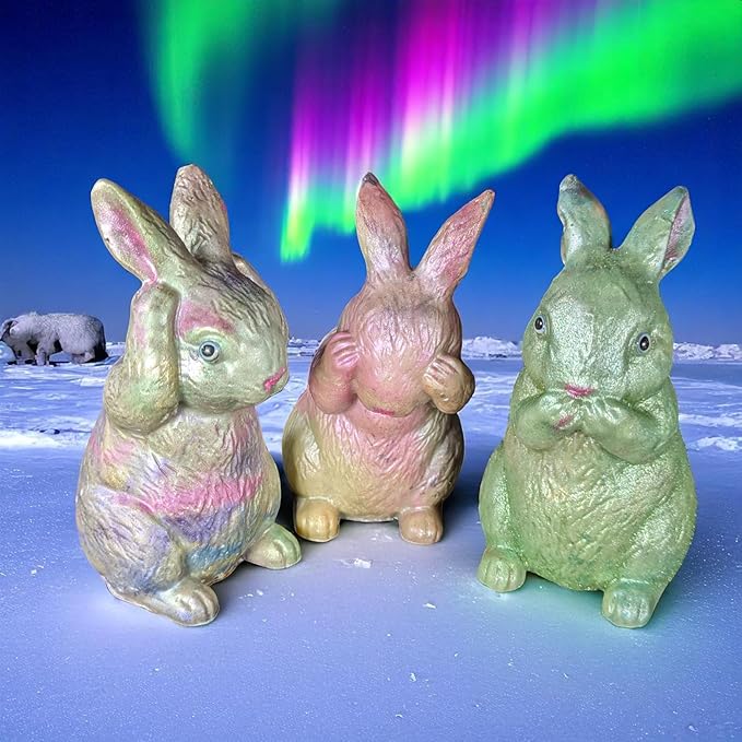 Set of 3-5oz "Wise Bunny" Easter Bunny Soap Set | Beautiful hand soap | " Hear no Evil, See No Evil, Speak No Evil", Rabbit Soap | Handmade, Unique Art, Irresistible Scents | Nourishing & Moisturizing