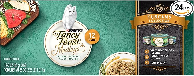 Purina Fancy Feast Medleys 12 Ct. Tuscany Wet Cat Food Variety Pack - (12) 3 oz. Cans - (2 Packs of 12) 3 oz. Cans
