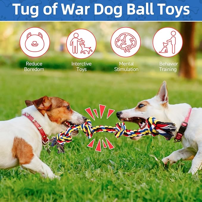 QDAN Dog Rope Toys for Aggressive Chewers, Indestructible Dog Toy, Tough Cotton Chew Toy for Medium Large Dogs