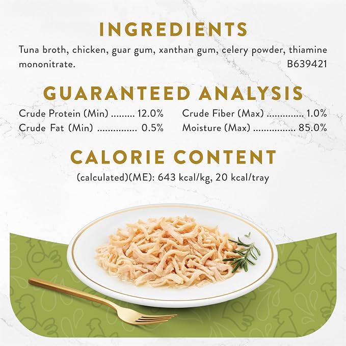 Fancy Feast Purina Appetizers Grain Free Wet Cat Food Complement White Meat Chicken Appetizer in a Savory Tuna Broth Cat Food Topper - 1.1 oz. Trays,(Pack of 20)
