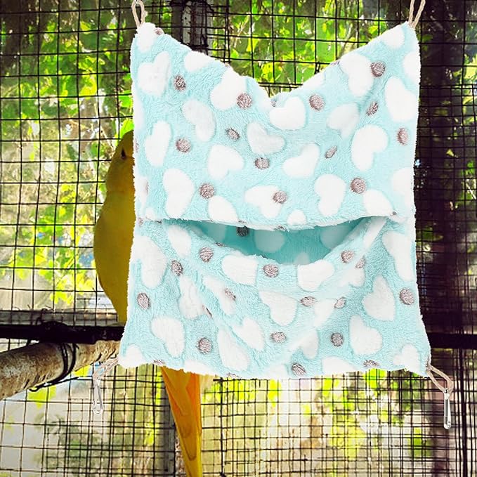 Pet Hamster Bed and Guinea Pig Hammock Double-Layer Plush Sleeping Sack with Hanging Design 32x34cm Warm Hideout Cushion for Small Animals