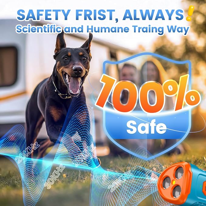 Cbersmg 3X Ultrasonic to Stop Barking Neighbors Dog, Portable Anti Barking Device Dog Bark Deterrent Device 50ft Range 5 Modes, Flashlight & Beep Safe & Effective for Small, Medium & Large Dogs