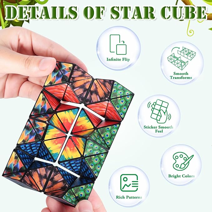 2 in 1 Star Cube Magic Cube Set, Fidget Toy for Kids, Animal Toys for Ages 8-13, Travel Yoshimoto Cube for 6 7 8 9 10 11 Year-Old Boy Girls Gifts