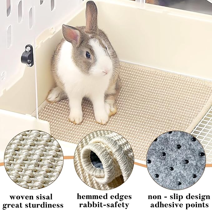2PCS Large Rabbit Scratching Pad Indoor Edible for Claws and Teeth Grinding Chew Toys, Rabbit Mat for Cages Chew Pad, Rabbit Toys Boredom, Natural Bunny Scratcher pad, Bunny Mat Chew, 16x12