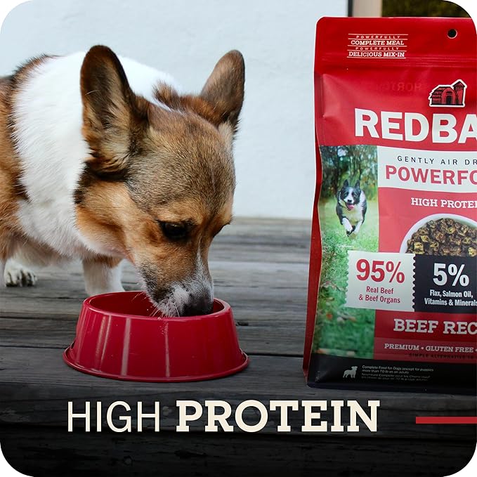 Redbarn Powerfood Air Dried Dog Food - 96% Chicken & Chicken Organs - High Protein Grain-Free Non-GMO Premium Dry Full Feed or Topper Made in USA with Omega 3 Salmon Oil Flaxseed - 2lb