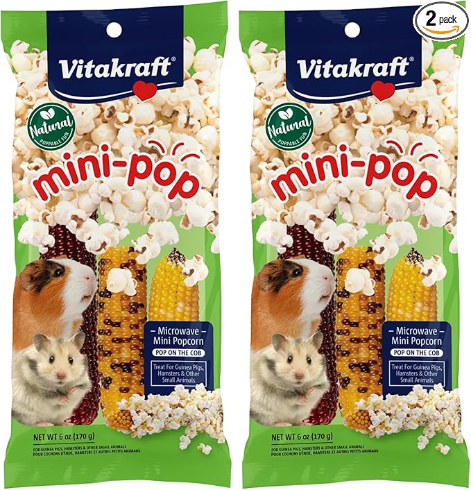 Vitakraft Mini Pops Treat for Small Animals - 100% Real Corn Cob - Supports Healthy Teeth - 6 oz (Pack of 2)
