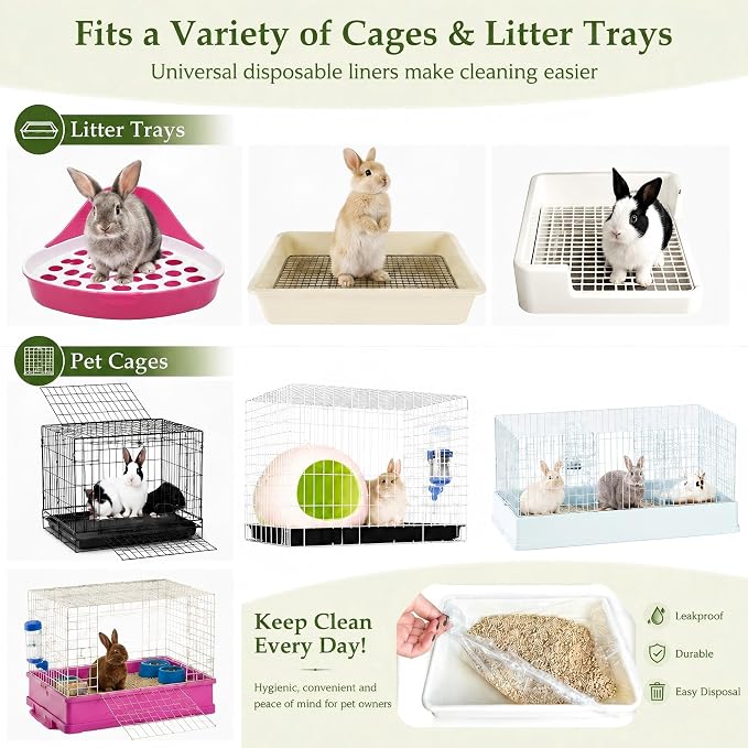 upcessory Disposable 50 pcs Small Animal Cage Liners, Rabbit Tray Film Liner Bunny Litter Pan Bags Guinea Pig Cage Toilet Plastic Film for Bird Hamster Chinchilla Hedgehog
