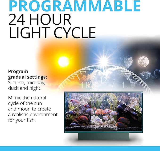 Fluval Aquasky 2.0 Bluetooth LED Aquarium Light – 27W, 36–48" | RGB + 6500K White | App-Controlled with 24-Hour Light Cycle & Weather Effects | IP67 Waterproof | Wide 120 Coverage