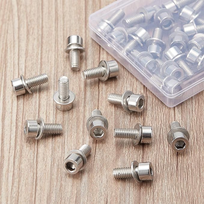 Sumind Stainless Steel M5 Hex Socket Bolts with Washers, 40 Pcs, for Bike Water Bottle Cage Holder Bracket Rack Cycling Accessories