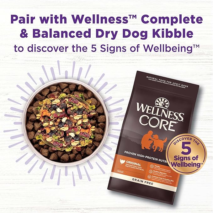 Wellness Bowl Boosters Heart Health Dog Food Topper with Freeze Dried Pieces for Small, Medium, and Large Breeds, Grain Free, Natural, Chicken Recipe, 4 oz Bag (Pack of 2)