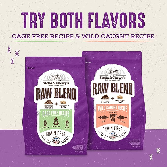Stella & Chewy's Raw Blend Premium Kibble Cat Food – Grain Free, Protein Rich Meals – Cage-Free Poultry Recipe – 5 lb. Bag (Pack of 2)