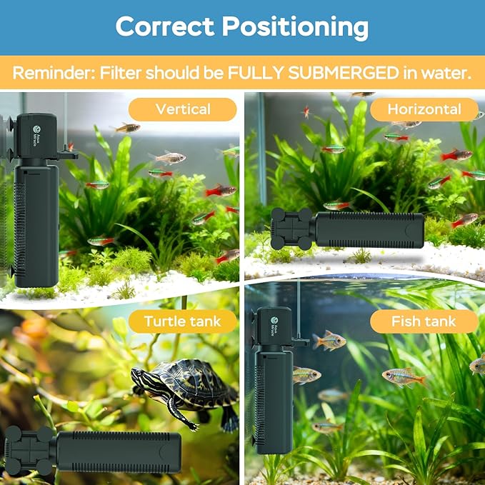 AquaMiracle Fish Tank Filter with Timer & Filter Sponge, 400GPH U - V Aquarium Filter with Aeration & Rainfall Modes, Effective Turtle Filter for Green Water Control (80-200 Gal Tank)