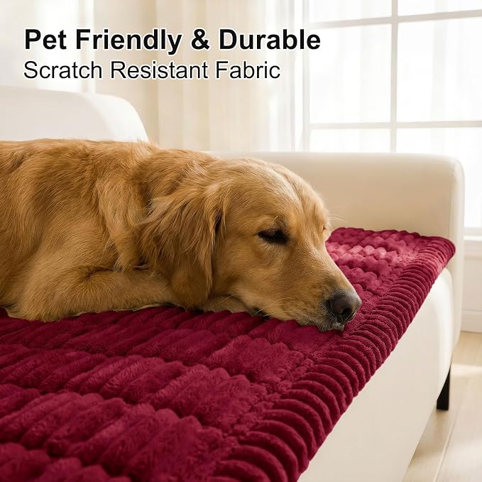 Smiry Couch Cover for Dogs, Non Slip Washable Sofa Protector for Pets, Soft Furniture Cover for Pet, Stylish Sofa Covers, Cozy Protect Against Fur, Dirt & Everyday Messes (Red, 27.6" x 59")