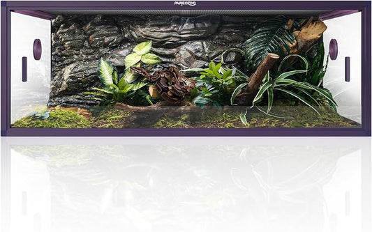 Phailozoo Stackable Reptile Enclosure, 85 Gallon Reptile Tank for Bearded Dragon, Snake, Ball Python, Colorful Aluminum Frame & Front Opening Tempered Glass Door with Handles for Easy Maintenance