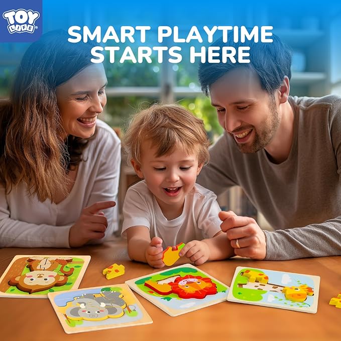 TOY Life Wooden Puzzles for Toddlers 2-4, Montessori Toys for 1 2 3 Year Old Boys Girls, Animals Puzzles Educational Learning Toys 2 Year Old, Birthdays Gifts Toy for 2 Year Old Girl Boy