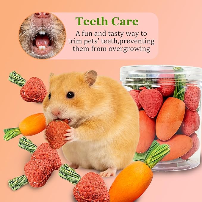 Hamiledyi Hamster Chew Toys Rabbit Chew Toys for Teeth Guinea Pig Treats Enrichment Habitat Decor for Bunny Chinchilla Gerbil Rat (26 Pcs)