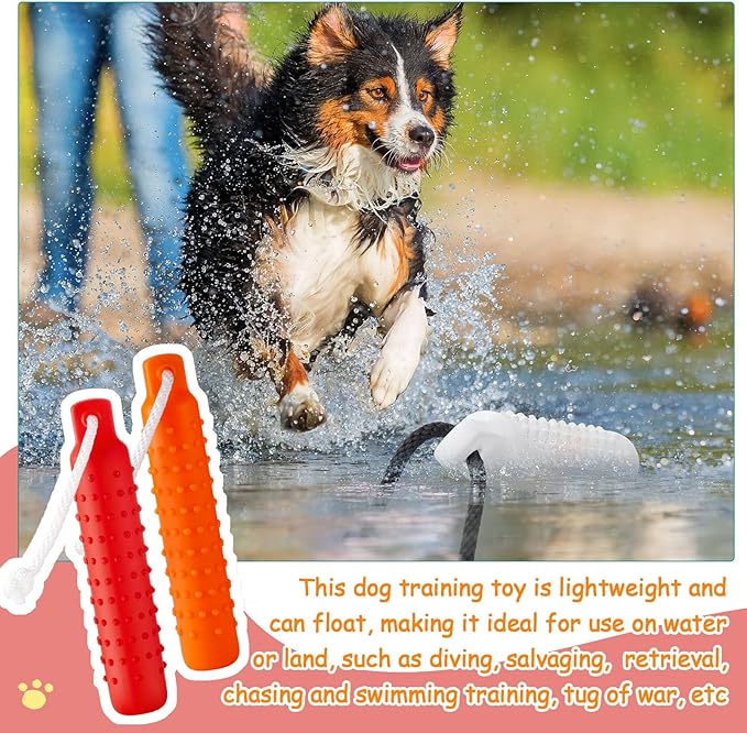 Blueweenly 4 Pcs Dog Bumper Toy for Water Retrieving Plastic Puppy Training Dummy Dog Float Toy Lightweight for Float on The Water Pool Outdoor Training Hunting Fetching (Red and Orange)
