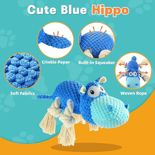 TOOPTATE Dog Toys for Aggressive Chewers - Dog Toys to Keep Them Busy Squeaky Dog Toys for Large Dogs (Blue, Medium)