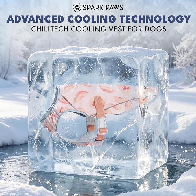 Spark Paws Dog Cooling Vest - SPF 50 UV Sun Protection - Summer Heat Relief Gear for Dogs, Lightweight, Evaporative Cooling - Dog Anxiety Relief Vest During Hot Days - Peaches - Size XL